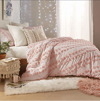 Peri Home Space Dyed Fringe 2-Piece Twin XL Duvet Cover Set in Blush