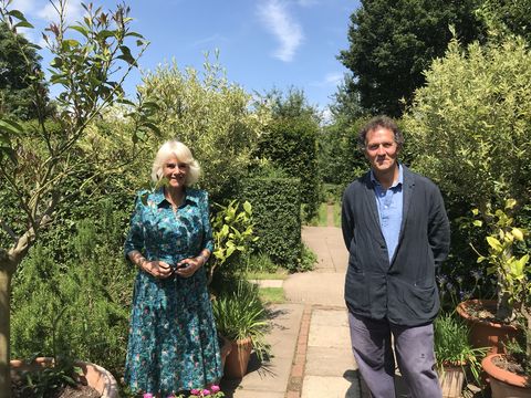 the duchess of cornwall in herefordshire with bbc gardeners' world presenter monty don